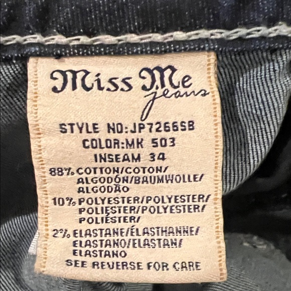 Miss Me Dark Blue Boot Cut Jeans with Embellished Pockets - Picture 7 of 7